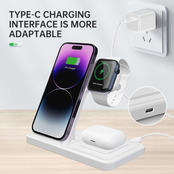 15W Fast ABS Charger All In 1 Wireless Charging For Airpods Coloful
