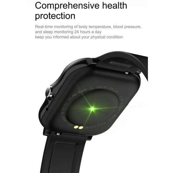 Vibration Remind Smart Sport Watch Full Touch Body Temperature Monitor IPX7 Waterproof