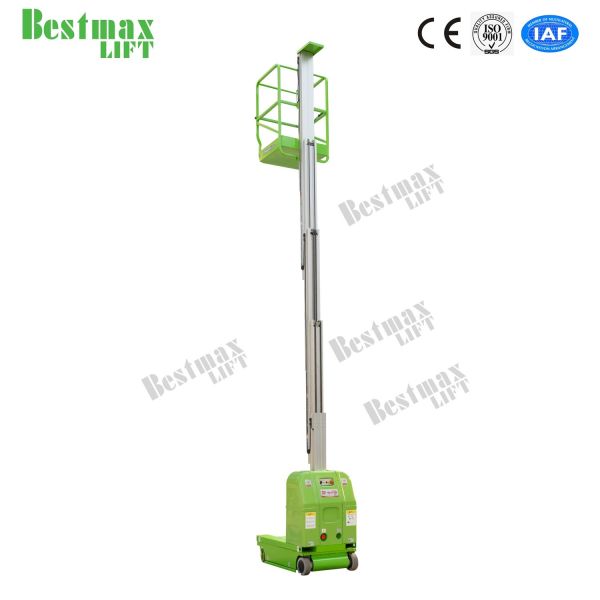 9m Platform Height Vertical Man Lifts DC Powered Double Mast Self Propelled