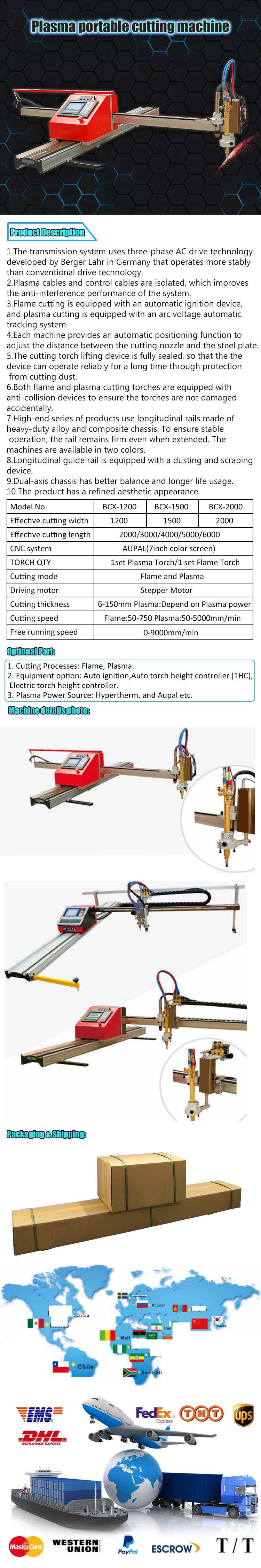 220V 80KW Portable CNC Plasma Cutting Machine Three Phase AC Drive