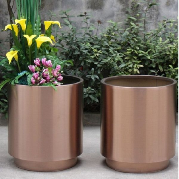 Square rectangular oval shape stainless steel decorative planters flower pots