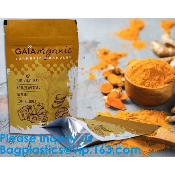 SIDE GUSSET COFFEE BAGS,STAND UP COFFEE BAGS,KRAFT PAPER COFFEE BAGS Foil Zip Lock Stand Up Food Pouches Bags with Notch