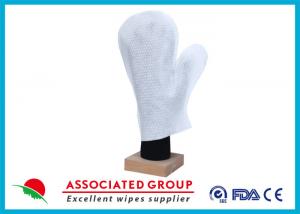 Quality Thumb Shape Body Wet Wash Glove Big Pearl Dot Spunlace With Yarns Sewing for sale