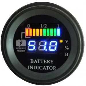 Round battery gauge Dual LED line 10 Bar Digital Battery Discharge Indicator electric LSV NSV golf carts 5V up to 100V