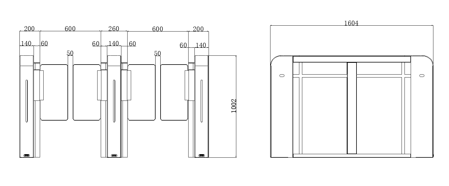 0.3s Screwless Speed Turnstile Gate 600mm 900mm Lane With Servo Motor