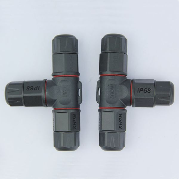20A Wire Splitter Waterproof Power Connector 3 Pin T Type IP68 Connector