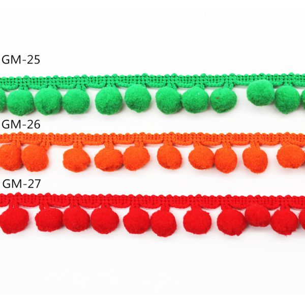 GL010 25mm Bead Pom Pom Edging For Cushions 2 Inch