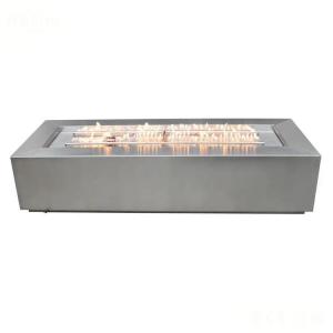 Quality Modern Patio Heating Rectangular Stainless Steel Linear Gas Fire Pit Table for sale