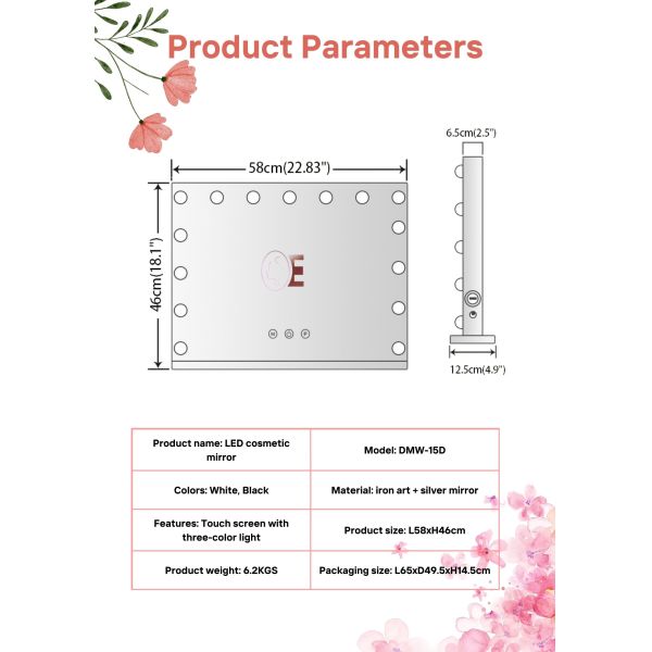 Compact Led Hollywood 10x Vanity Mirror Plexiglass Material