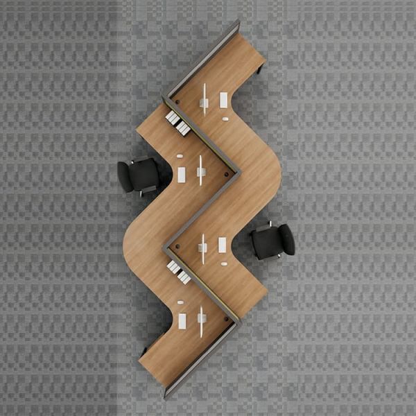 4 Seater Office Workstation Desks Thickness 30mm Cubicle Partition