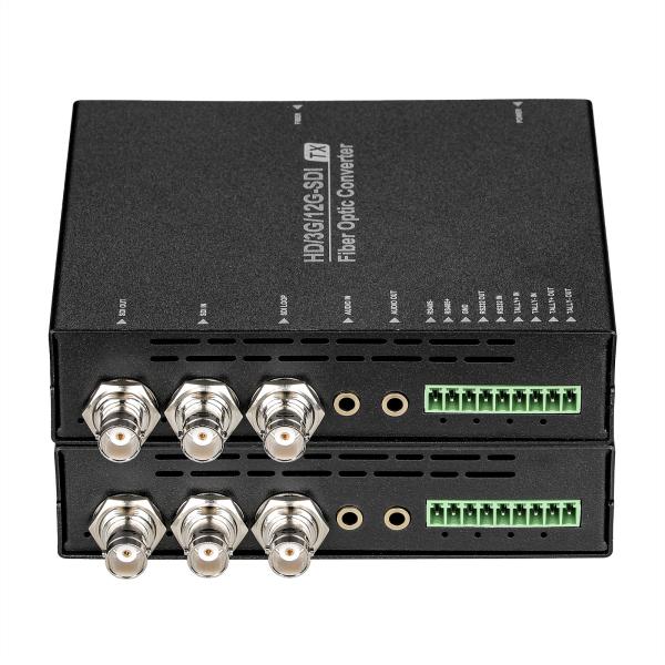 Multi-function 12G SDI Fiber Converter with Loop Output, Tally, RS232/485 Data,