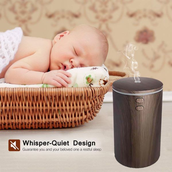 7 Color Changing Car Wood Grain Diffuser 100ml Essential Oil Diffuser Cool Mist Humidifier For Car