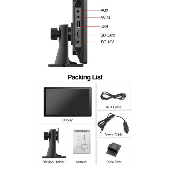 CarPlay Android Auto Car Radio Multimedia Video Player 7 inch Portable Touch Screen With USB AUX Rear View