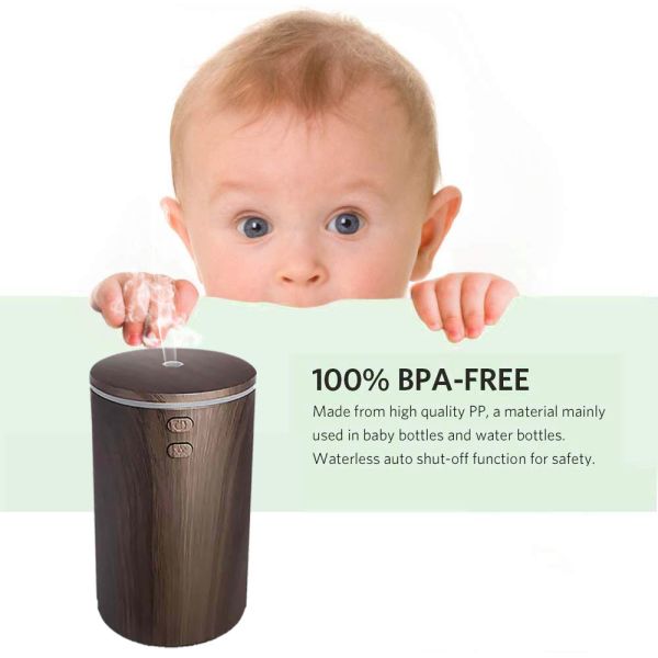 7 Color Changing Car Wood Grain Diffuser 100ml Essential Oil Diffuser Cool Mist Humidifier For Car