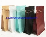 Square Block Flat Bottom bag, block bottom pouch with zip lock and valve for