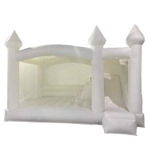 Quality Pure White Wedding Bounce House With Slide Kids Jumping Castle for sale