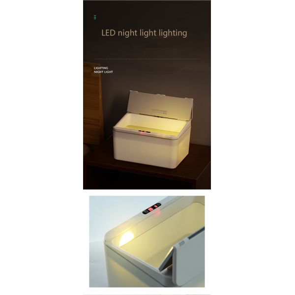 Household LED Night Light Electric Trash Bin Car Trash Can Automatic Sensor Induction Smart Dustbin Desktop Waste Bin With Lid