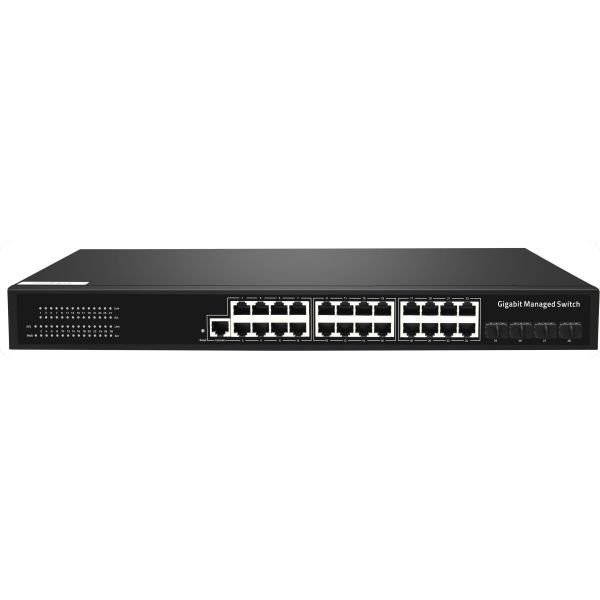 24 Port Gigabit Managed Switch With 1G Fiber Uplink Layer 2 Managed Commercial Grade