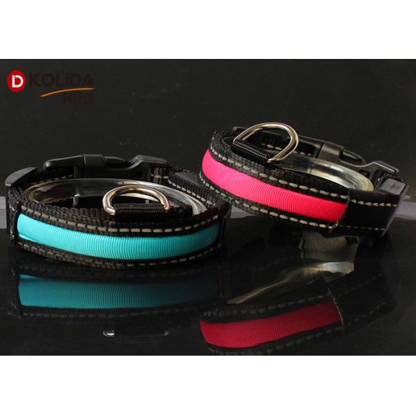 Flashing LED Dog Collar Reflective LED Light Up Flash Collars Adjustable Leash