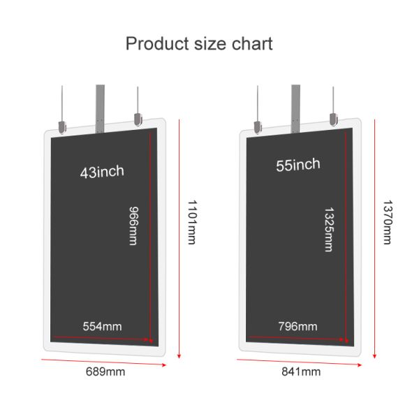 43" 55" 65" Double Sided OLED Ceiling Mount Android Advertising Display
