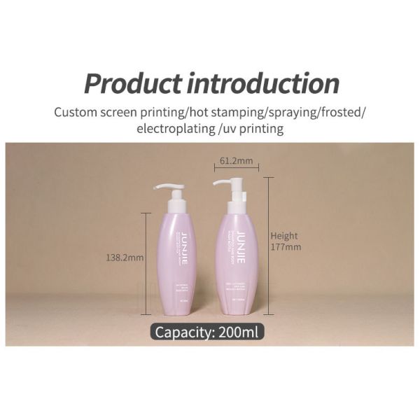 200ml Oval Shape PET Shampoo Bottle Body Wash Shower Gel Lotion Bottles With Pump Sprayer