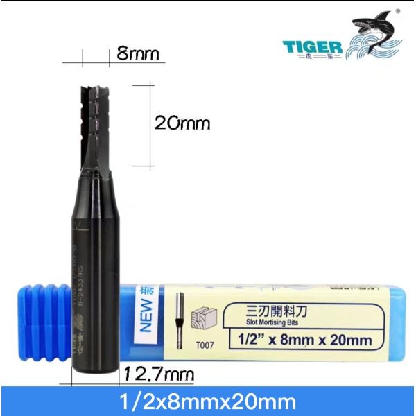 Tiger 1 /2*6mm*22mm Three Blade Woodworking Straight Blade T007 Carving Machine Slotting Woodworking Milling Cutter