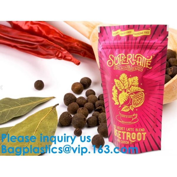 SIDE GUSSET COFFEE BAGS,STAND UP COFFEE BAGS,KRAFT PAPER COFFEE BAGS Foil Zip Lock Stand Up Food Pouches Bags with Notch