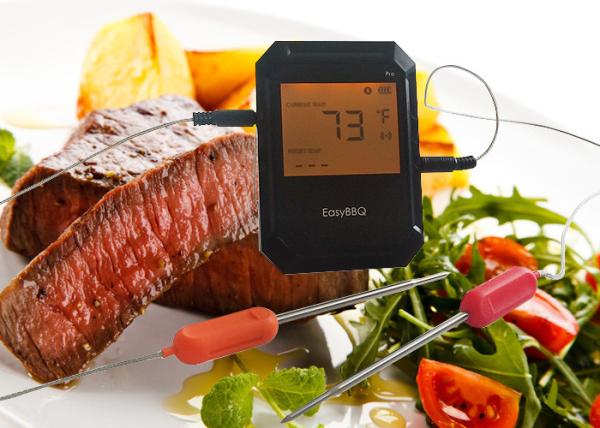 LCD Screen Bluetooth BBQ Thermometer Digital Alarm Wireless Monitor Support IOS