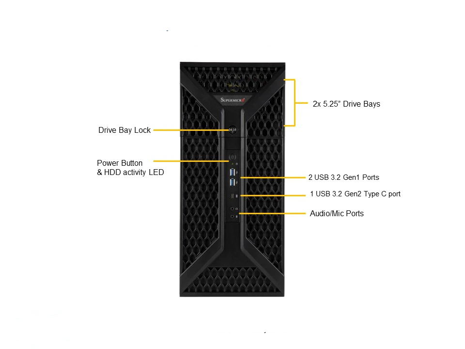 Intel 6346 CPU and 64GB Memory SUPERMICRO SYS-730A-1 Tower System for Network Servers