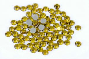 Quality Yellow Hot Fix Crystals / Strong Glue Iron On Rhinestones 12 Or 14 Facets for sale