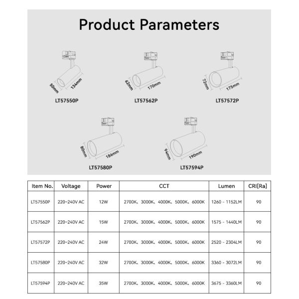 Movable Black Single Spotlight 220V 35W Adjustable Led Track Lighting