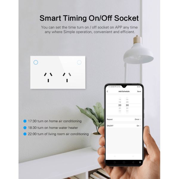 AU/US Standard Smart Wall Socket Outlet With Glass Panel Touch Power Point SAA Approval