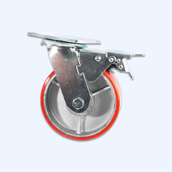 4-10 Inch Red PU Steel Core Heavy Duty Caster