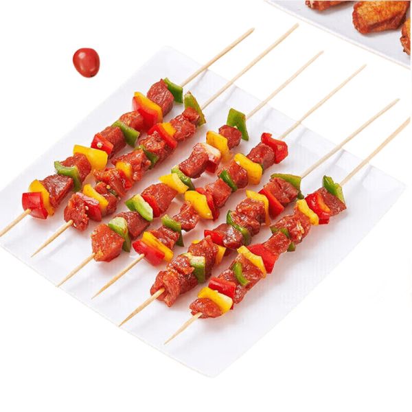 Natural Round Long Bamboo Skewers 12cm Length Multi Purpose Use Hygienic