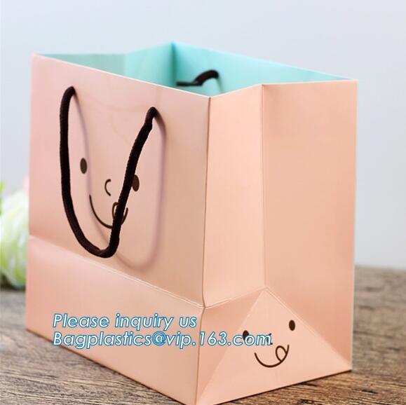 ribbon satin finish paper carrier bags with Luxury Bouquet Flower Display Pink Paper Carrier Gift Bag With Clear Window