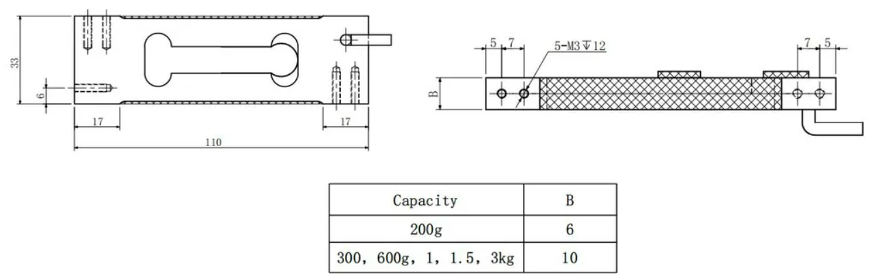 0.3~5kg Capacity Single Point Load Cell Aluminum Alloy Customized Sensor