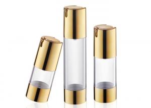 Quality Matte Silver Acrylic Cosmetic Airless Bottle , 1oz 3oz Gold Lotion Pump Spray Bottle for sale