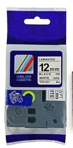 Quality Tze-231 printer label tape  12mm*8m black on white compatible for Brother P-touch labeller for sale