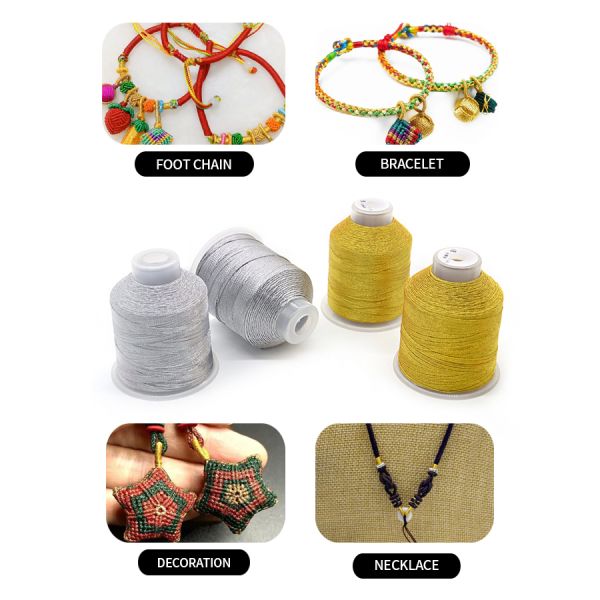 Sparkling Metallic Embroidery Thread for Machines Cords and Braids in Golden Shades