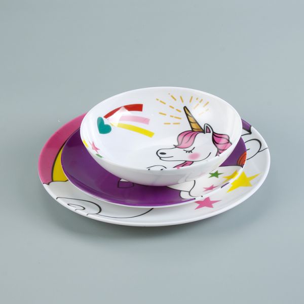 Kid Unicon Printed 12 Pcs 100% Melamine Dinnerware Set