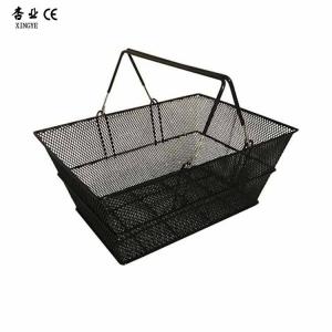 Quality Custom Size Supermarket Accessories Black Wire Shopping Basket for sale