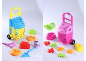 China 11  Portable Trolley Cart Beach Sand Toys Set W / Big Storage Bucket 7 Pcs on sale