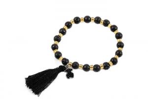 Quality shamballa tassel lava stone Beaded Bracelets with stainless steel charm for sale