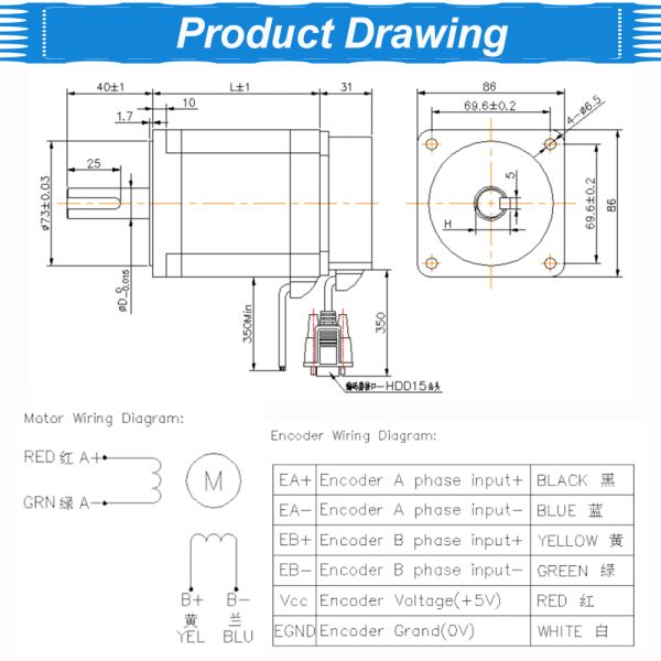 86mm Servo Motor 12nm Closed Loop Stepper Motor For CNC Router