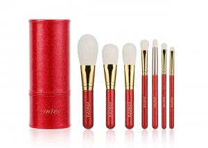 Quality Vonira Professional Christmas Makeup Brushes Set 7pcs Glitter Cosmetic Brush Tool Kit for Girls Birthday Gift Red Color for sale