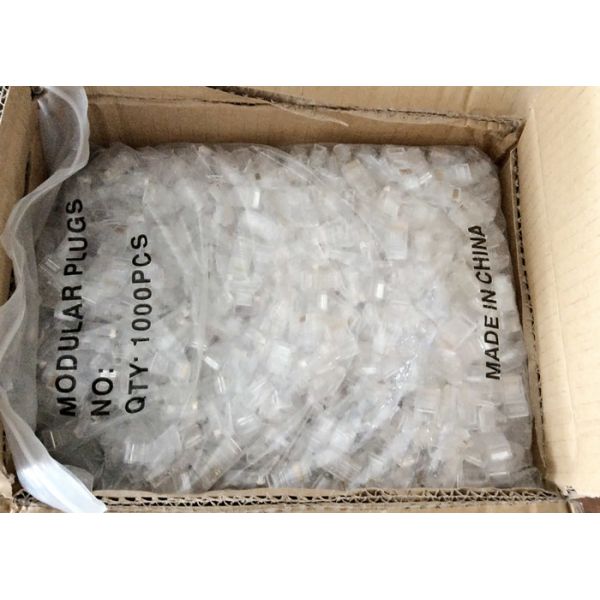 PC Plastic 3U RJ45 Modular Connector For Cat5e Cable Solid Wire 24-26 AWG