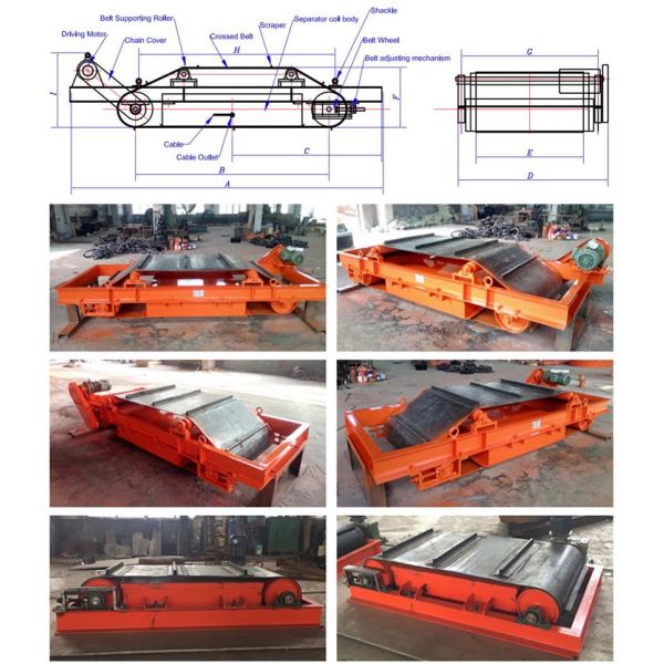 Self Cleaning Overband Magnetic Separator Belt Type For Handling Iron Materials