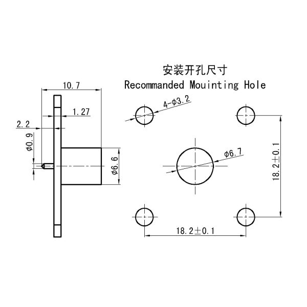 SMA Outer Flange Mounted RF Termination Load – Non-Standard Design