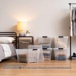53 Quart Stackable Plastic Storage Bins With Lids And Latching Buckles, 6 Pack -