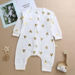 Unisex Organic Cotton Infant Pajamas Long Sleeve Snap Button Plain Printed